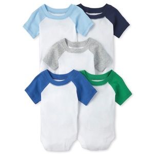 🌈 5 pack short sleeve raglan bodysuits